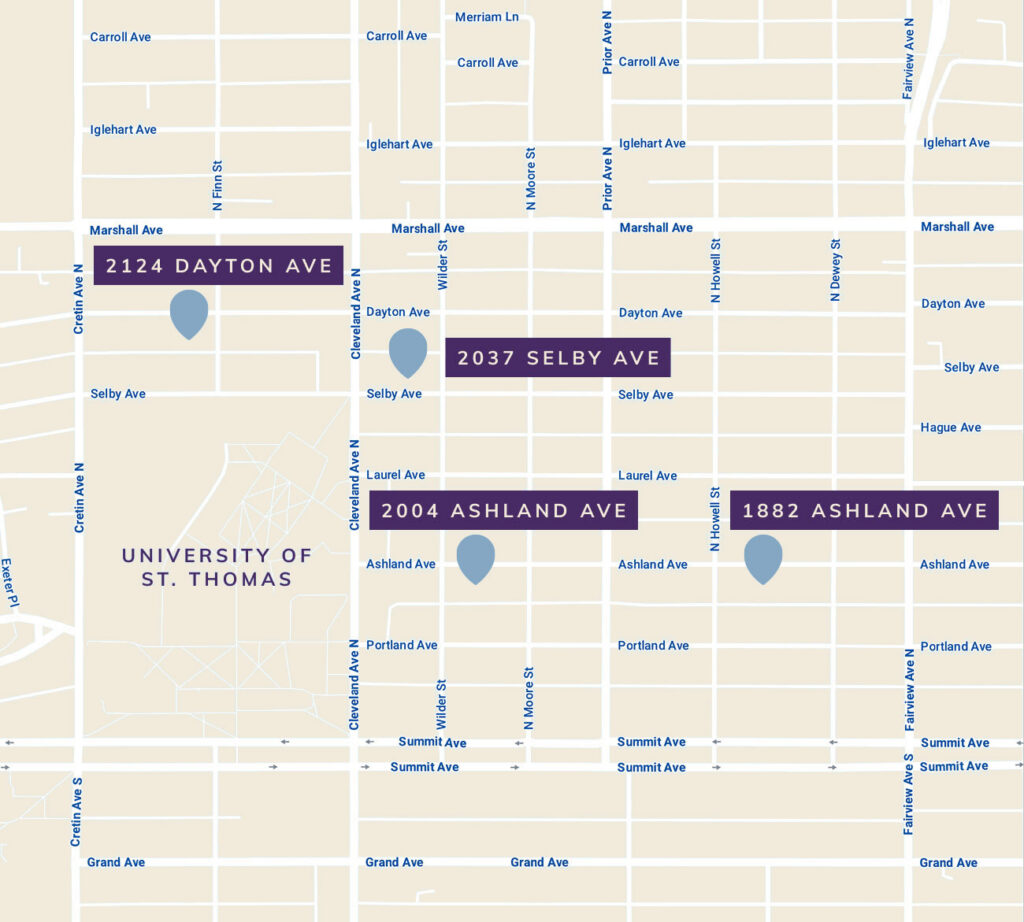 Map of the homes for rent from The Monty Collective